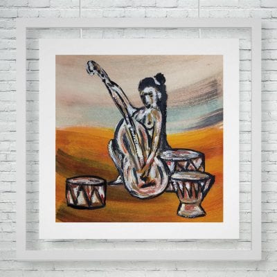"El Placer de la Música 3" (Pastel y tinta china)